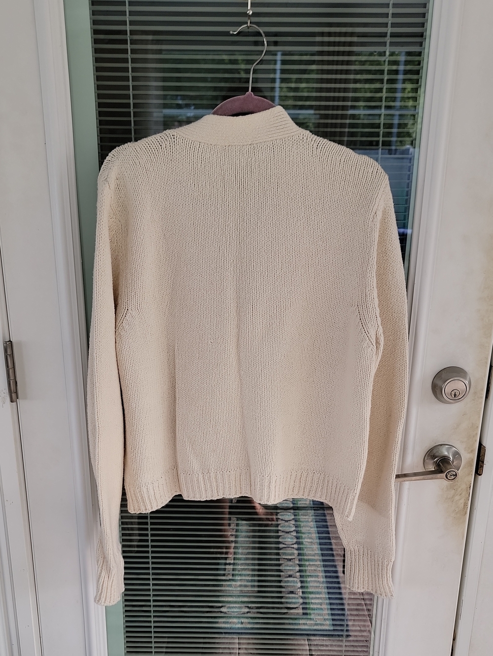 Faherty Cream V-Neck Button Cardigan Sweater Sz XL Boxy Fit Cotton Blend - Picture 3 of 12